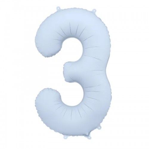 Balão Número 3 Azul Bebé